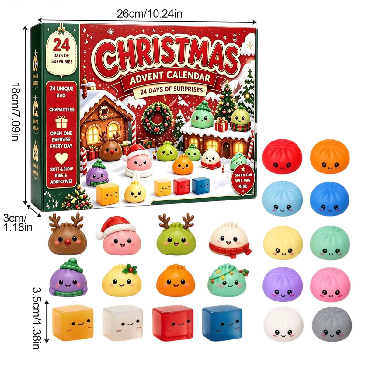 2026 Christmas Advent Calendar with 24 Mini Squishies