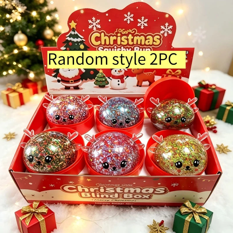Christmas Elk Glitter Dumpling Squishy with Steamer (Random)