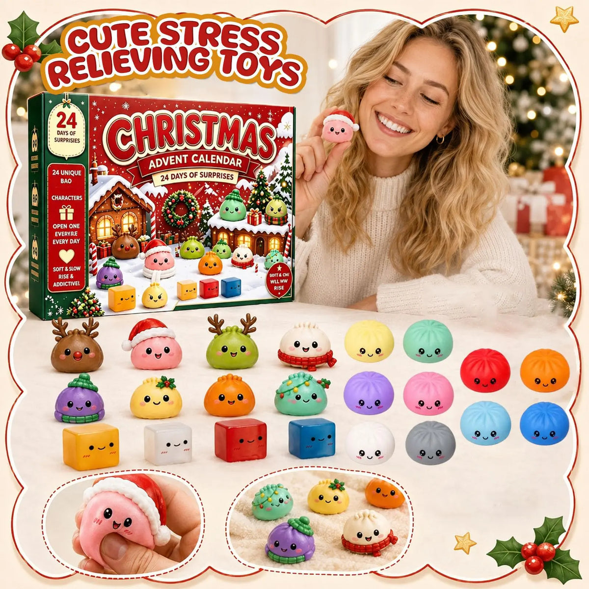 2026 Christmas Advent Calendar with 24 Mini Squishies