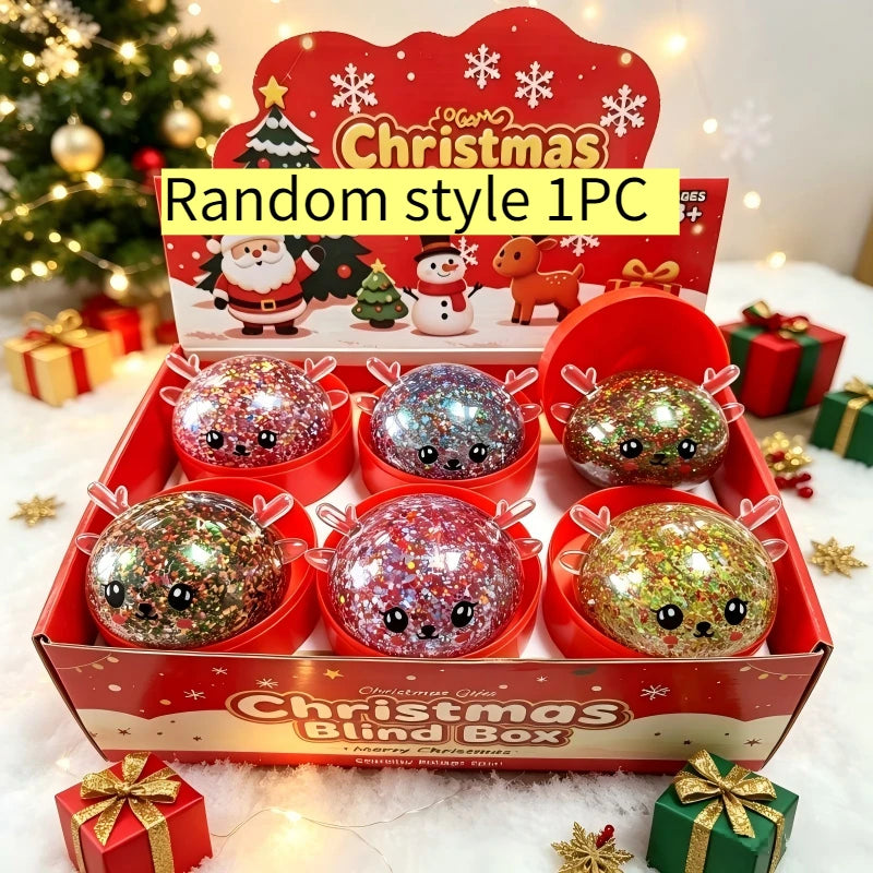 Christmas Elk Glitter Dumpling Squishy with Steamer (Random)