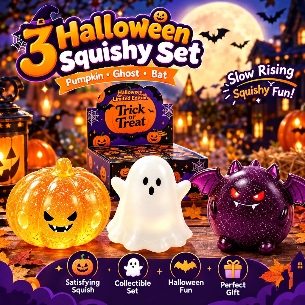 New Halloween Squishy Toy Blind Box Pumpkin Ghost Bat Slow Rising Squeeze Fidget Toy Cute Soft