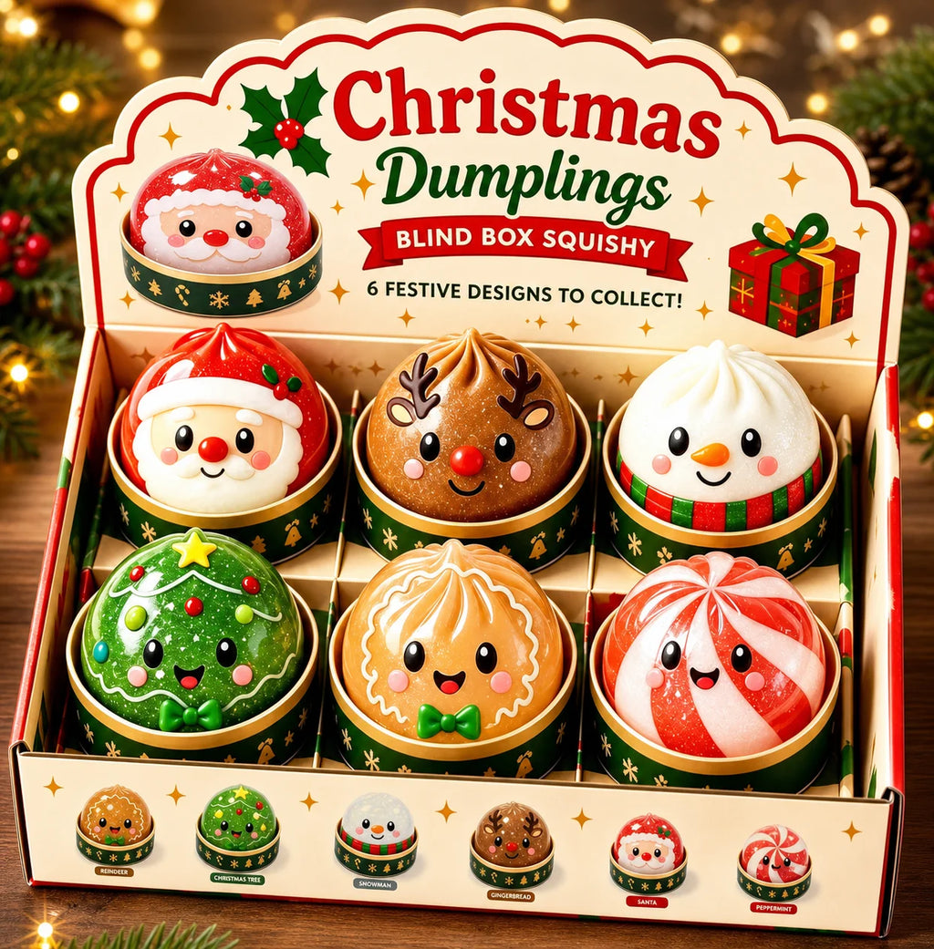 Christmas Dumpling Squishy Blind Box - Santa, Snowman & Reindeer